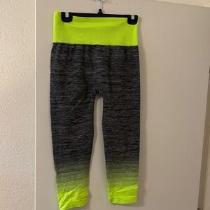NWOT Factory Connections Neon Lime Green and Grey Kids Leggings